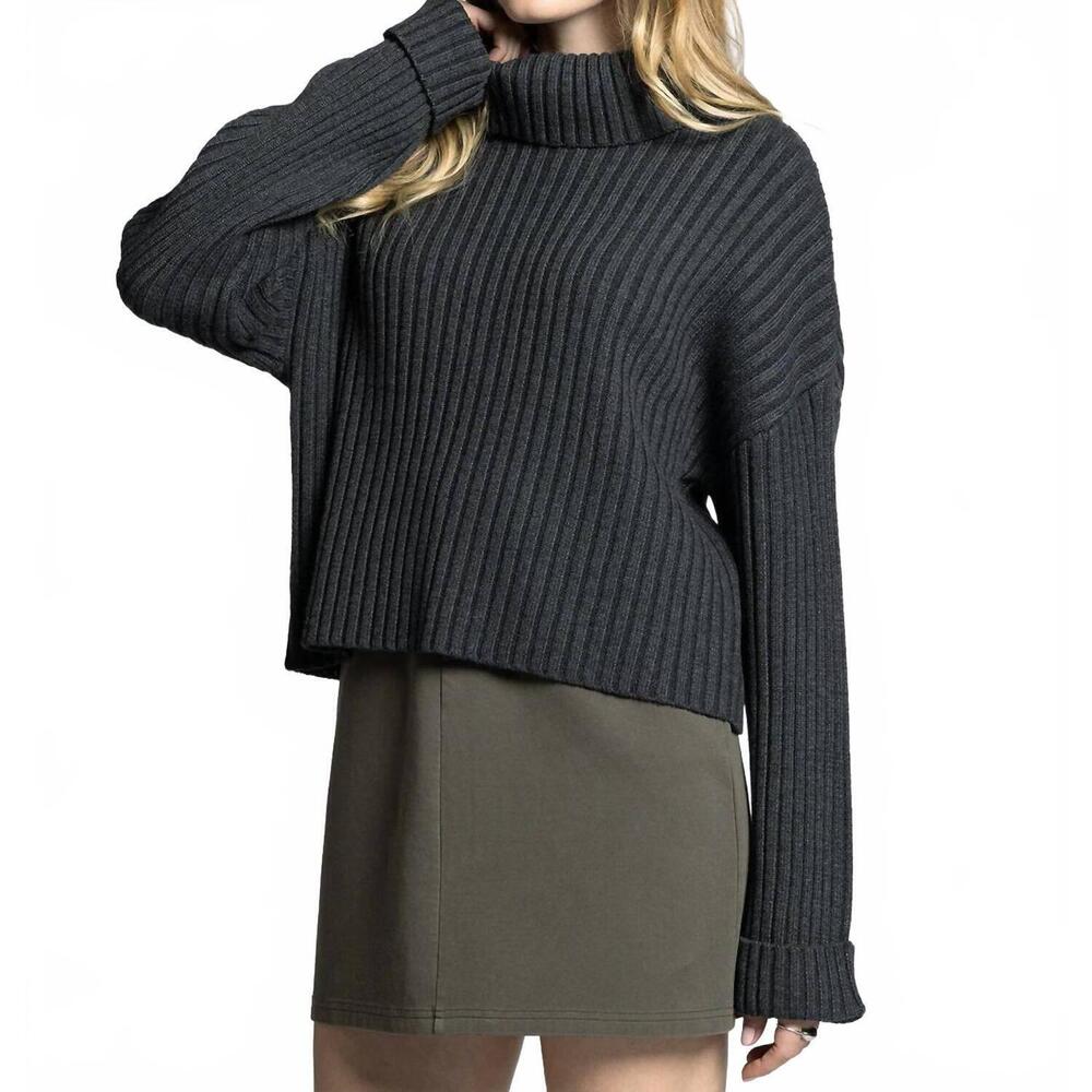 NEW WEEKEND LOS ANGELES virginia relaxed drop shoulder sweater in heather charco